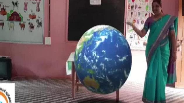 Using green screen, Gif (graphics interchange format) images and several apps, Shyam has succeeded in creating an augmented reality for the virtual class. (ANI) Using green screen, Gif (graphics interchange format) images and several apps, Shyam has succeeded in creating an augmented reality for the virtual class. (ANI)