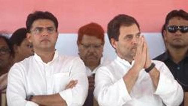 File photo of Congress leader Rahul Gandhi(R) with Sachin Pilot.(HT File Photo)