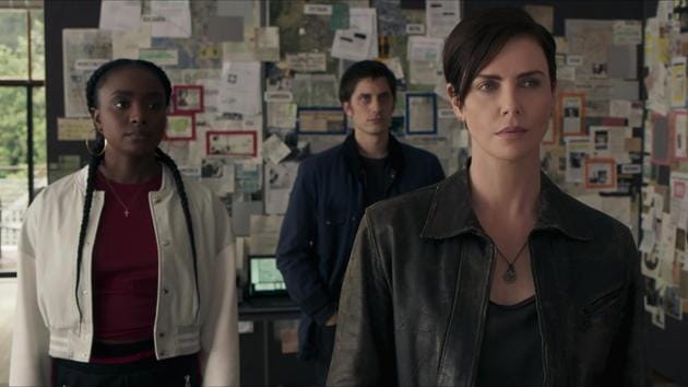 Charlize Theron, KiKi Layne, Luca Marinelli in a still from The Old Guard.