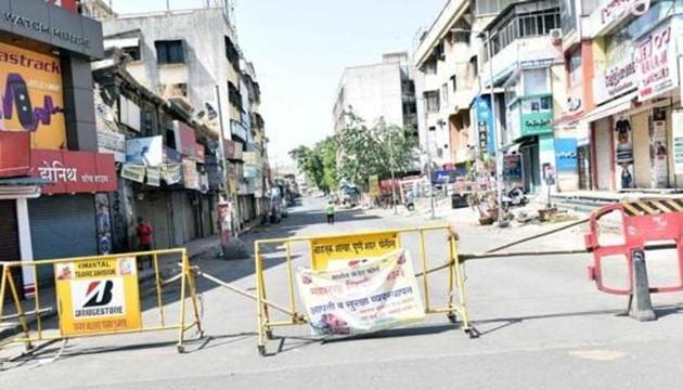A view of the Khadki locality which was sealed as a coronavirus containment zone during lockdown, in Pune. (HT PHOTO) A view of the Khadki locality which was sealed as a coronavirus containment zone during lockdown, in Pune. (HT PHOTO)