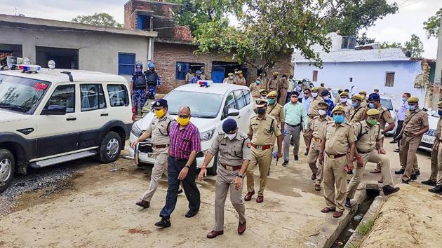 Arvind Ramvilas Trivedi andSuresh Tiwari had fled from UP soon after the killing of eight police personnel. (PTI) Arvind Ramvilas Trivedi andSuresh Tiwari had fled from UP soon after the killing of eight police personnel. (PTI)