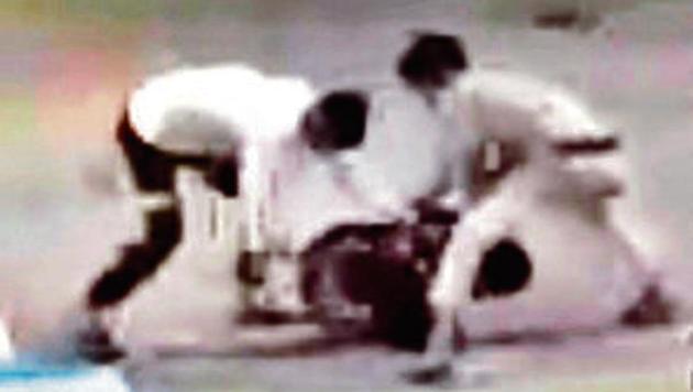 A screengrab of the CCTV camera footage. (HT Photo) A screengrab of the CCTV camera footage. (HT Photo)