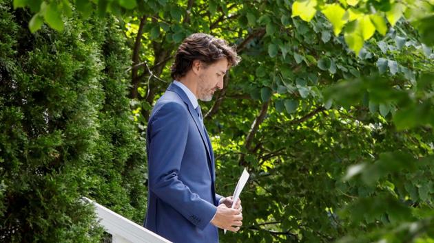 Canada's Prime Minister Justin Trudeau arrives to a news conference at Rideau Cottage, in Ottawa, Ontario, on July 13. (Reuters Photo) Canada's Prime Minister Justin Trudeau arrives to a news conference at Rideau Cottage, in Ottawa, Ontario, on July 13. (Reuters Photo)