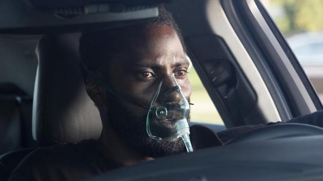 This image released by Warner Bros. Entertainment shows John David Washington in a scene from Tenet.(AP)