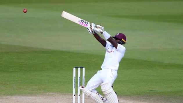 Cricket - First Test - England v West Indies - Rose Bowl Cricket Stadium, Southampton, Britain - July 12, 2020 West Indies' Jermaine Blackwood in action, as play resumes behind closed doors following the outbreak of the coronavirus disease (COVID-19) Mike Hewitt/Pool via REUTERS (REUTERS) Cricket - First Test - England v West Indies - Rose Bowl Cricket Stadium, Southampton, Britain - July 12, 2020 West Indies' Jermaine Blackwood in action, as play resumes behind closed doors following the outbreak of the coronavirus disease (COVID-19) Mike Hewitt/Pool via REUTERS (REUTERS)