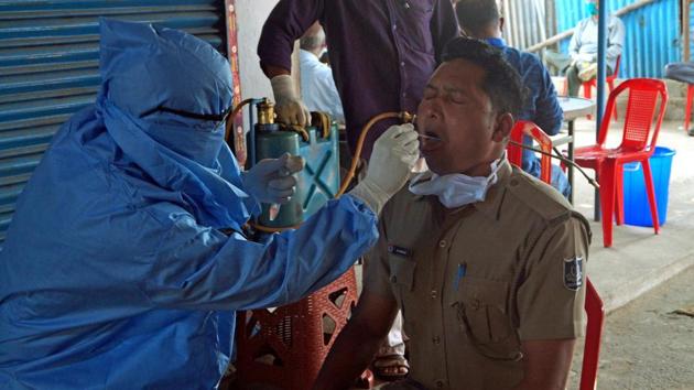 in view of the rising numbers of Covid-19 positive cases in Ganjam district, a total 100 numbers of Ayurvedic Medical Officers (AMOs)/Homoeopathic Medical Officers (HMOs) have been deployed at different places in the Ganjam district.(ANI photo)