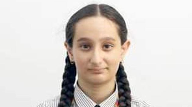 Topper, Khanak Patwari from Elpro International School, who scored 99.2 per cent marks. (HT PHOTO) Topper, Khanak Patwari from Elpro International School, who scored 99.2 per cent marks. (HT PHOTO)