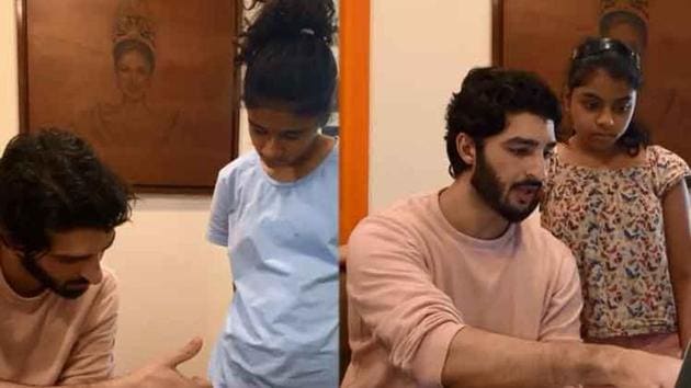 Rohman Shawl tutoring Sushmita Sen’s daughter and her friend at home.