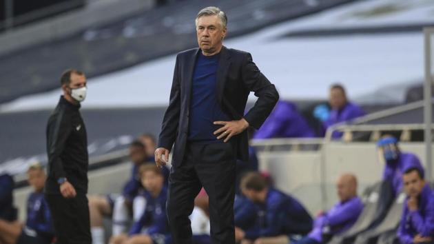 Everton's manager Carlo Ancelotti during the English Premier League soccer match between Tottenham Hotspur and Everton FC.(AP)
