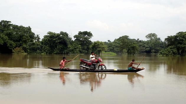 Five deaths due to drowning-2 in Morigaon district and one each in Barpeta, Lakhimpur and Goalpara-were reported during the day.(PTI) Five deaths due to drowning-2 in Morigaon district and one each in Barpeta, Lakhimpur and Goalpara-were reported during the day.(PTI)