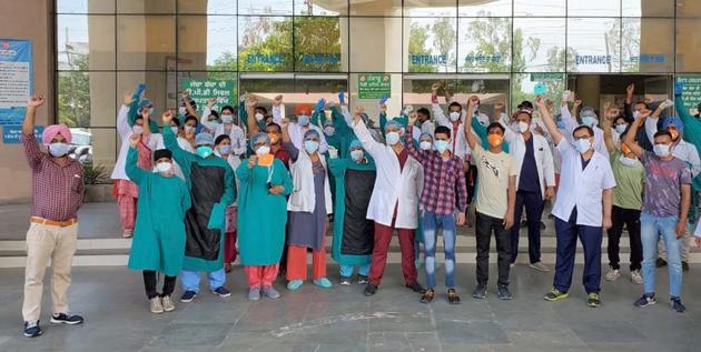 Doctors and paramedical staff at the district’s civil hospital have staged multiple protests for proper safety gear. (HT File Photo) Doctors and paramedical staff at the district’s civil hospital have staged multiple protests for proper safety gear. (HT File Photo)