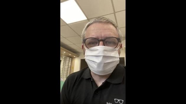 The image shows a man wearing a mask and a pair of glasses.(Facebook/@Miller and McClure Opticians)