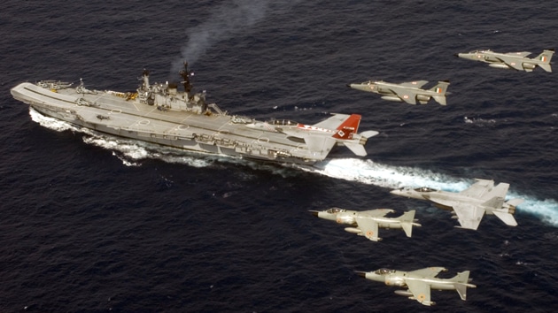 USS Nimitz at 2007 Malabar exercises with Indian Jaguar fighters. China issued demarche to all participating QUAD countries plus Singapore.(File Photo/Courtesy: US Navy)