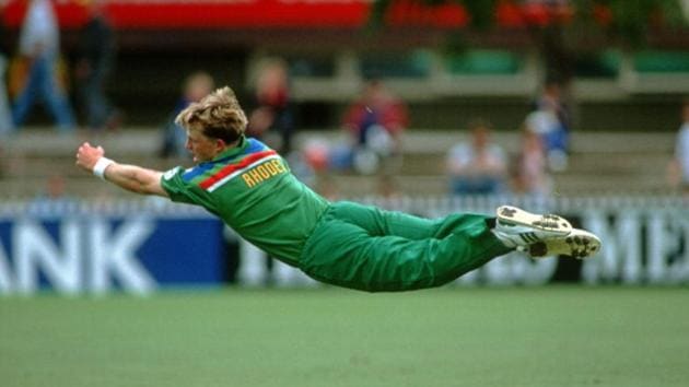 produced one of the most iconic sights in World Cup history when he dived full stretched and whipped off the stumps to run Inzamam Ul Haq out during the 1992 edition.(Getty Images) produced one of the most iconic sights in World Cup history when he dived full stretched and whipped off the stumps to run Inzamam Ul Haq out during the 1992 edition.(Getty Images)