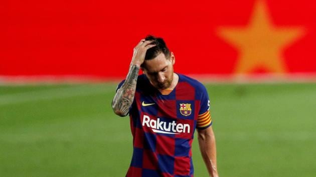 Barcelona's Lionel Messi looks dejected after the match (REUTERS) Barcelona's Lionel Messi looks dejected after the match (REUTERS)