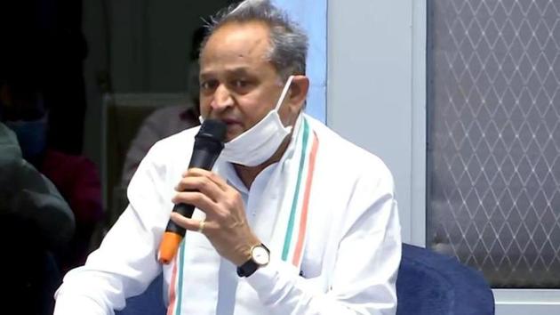Rajasthan CM Ashok Gehlot addresses during a joint press conference, in Jaipur. (ANI) Rajasthan CM Ashok Gehlot addresses during a joint press conference, in Jaipur. (ANI)