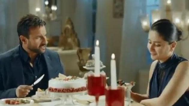 Kareena Kapoor and Saif Ali Khan in a screengrab from the ad.