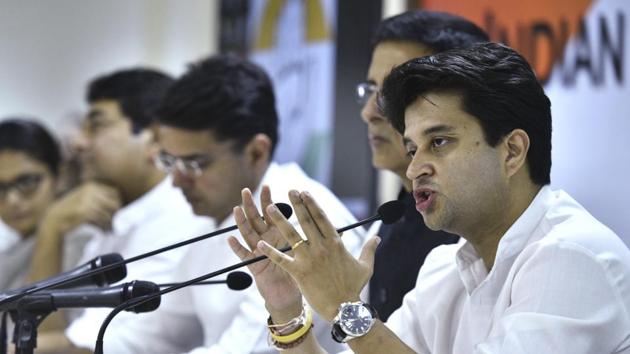 Five years ago, Jyotiraditya Scindia and Sachin Pilot were considered its future. Youthful, charming, popular, articulate and equally fluent in Hindi and English(Arun Sharma/HT PHOTO)