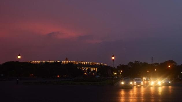Commuters drive past an illuminated Parliament House in New Delhi, India, on Wednesday, July 8. (Sanchit Khanna/HT PHOTO) Commuters drive past an illuminated Parliament House in New Delhi, India, on Wednesday, July 8. (Sanchit Khanna/HT PHOTO)