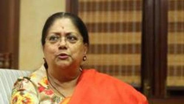 File photo of former Rajasthan chief minister Vasundhara Raje (HT File) File photo of former Rajasthan chief minister Vasundhara Raje (HT File)