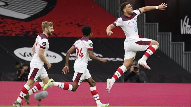 Southampton’s Che Adams celebrates scoring their second goal with teammates. (Reuters) Southampton’s Che Adams celebrates scoring their second goal with teammates. (Reuters)