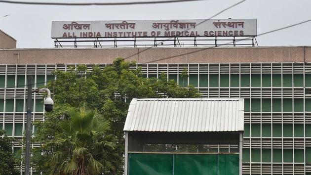 A view of AIIMS where hundreds of health workers have tested positive with coronavirus infection, during the ongoing COVID-19 nationwide lockdown, in New Delhi.(PTI)