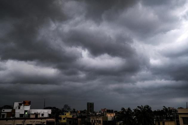 Rain clouds hover over the city in Kolkata, India.(AP)