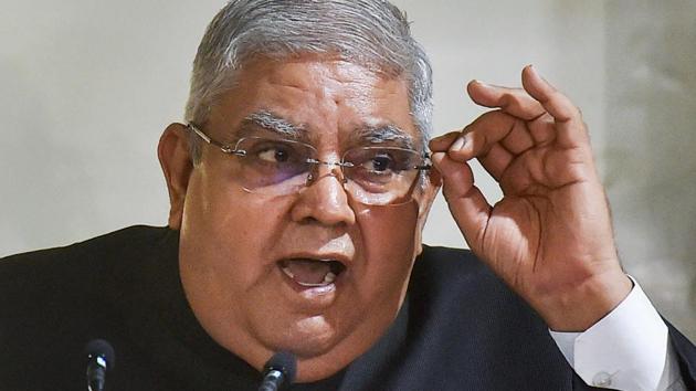West Bengal Governor Jagdeep Dhankhar during interaction with media personnel. (PTI)