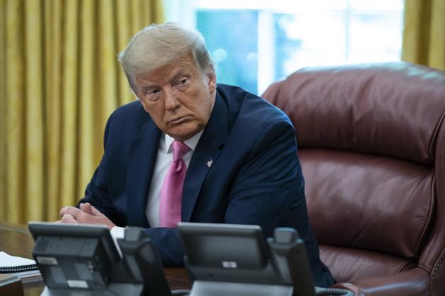 President Donald Trump listens as Treasury Secretary Steven Mnuchin speaks during a meeting in the Oval Office of the White House.(AP) President Donald Trump listens as Treasury Secretary Steven Mnuchin speaks during a meeting in the Oval Office of the White House.(AP)