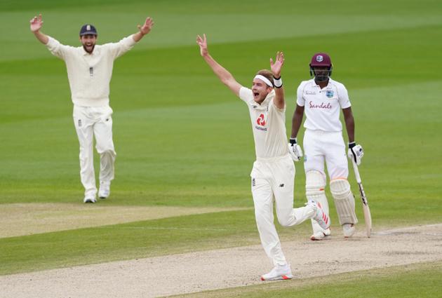England's Stuart Broad appeals on Day 5 of the 2nd Test. (REUTERS)