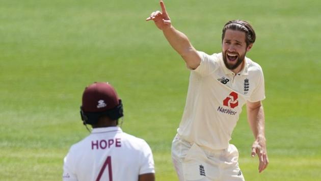 England's Chris Woakes appeals. (REUTERS)
