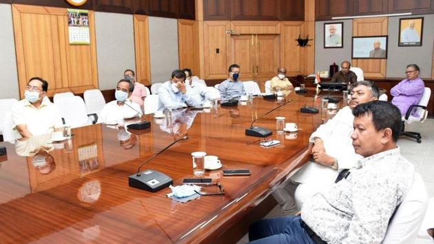 Manipur CM holds a meeting with fellow ministers and officials regarding the Covid-19 preparedness in state. (Twitter) Manipur CM holds a meeting with fellow ministers and officials regarding the Covid-19 preparedness in state. (Twitter)