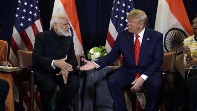 US President Donald Trump meets with Prime Minister Narendra Modi at the United Nations General Assembly in New York.(AP File Photo)