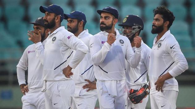 Indian spinner Ravindra Jadeja along with skipper Virat Kohli and teammates (PTI) Indian spinner Ravindra Jadeja along with skipper Virat Kohli and teammates (PTI)