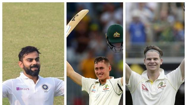 File image of Virat Kohli, Marnus Labuschagne and Steve Smith. (AP/PTI/HT Collage) File image of Virat Kohli, Marnus Labuschagne and Steve Smith. (AP/PTI/HT Collage)