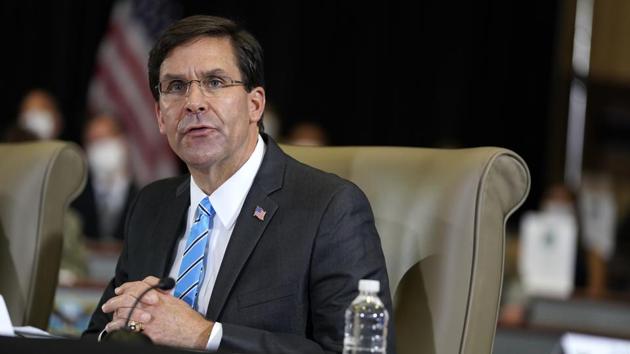 Defense Secretary Mark Esper speaks during a briefing on counternarcotics operations at US Southern Command.(AP)