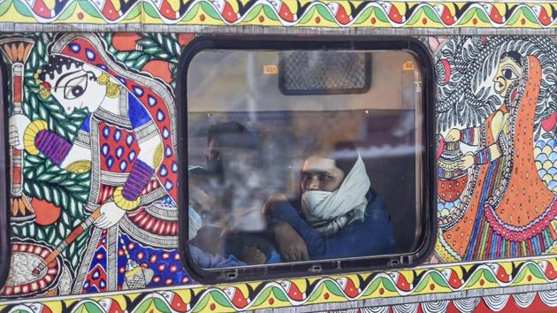 A passenger onboard a train at New Delhi Railway Station, during Covid-19 lockdown 5.0, in New Delhi.(PTI) A passenger onboard a train at New Delhi Railway Station, during Covid-19 lockdown 5.0, in New Delhi.(PTI)