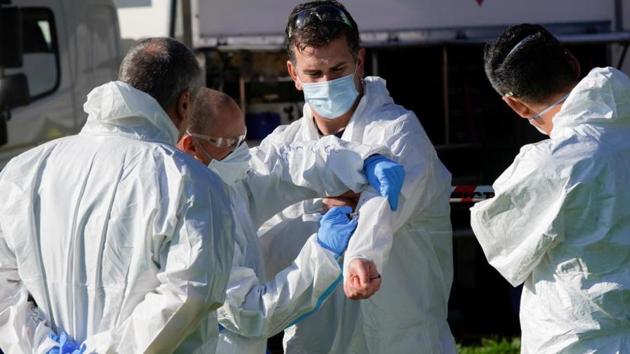 The number of new infections is down from 403 yesterday and Wednesday’s record of 484.(Reuters) The number of new infections is down from 403 yesterday and Wednesday’s record of 484.(Reuters)