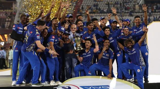 The Mumbai Indians celebrate after they defeated the Chennai Super Kings during the Indian Premier League Final match between the the Mumbai Indians and Chennai Super Kings at Rajiv Gandhi International Cricket Stadium on May 12, 2019 in Hyderabad.(Getty Images) The Mumbai Indians celebrate after they defeated the Chennai Super Kings during the Indian Premier League Final match between the the Mumbai Indians and Chennai Super Kings at Rajiv Gandhi International Cricket Stadium on May 12, 2019 in Hyderabad.(Getty Images)