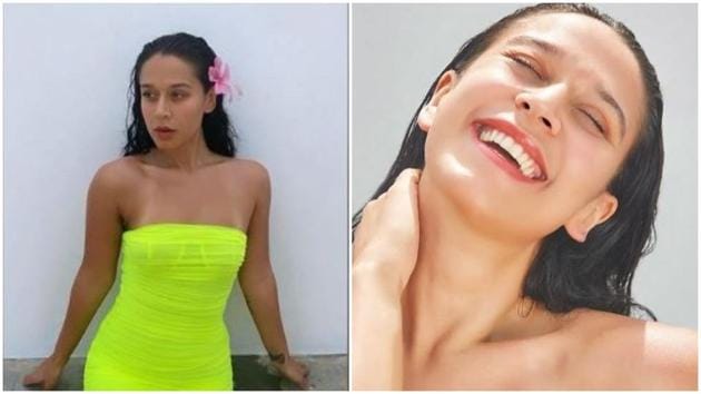 Krishna Shroff posed in a green dress. Krishna Shroff posed in a green dress.