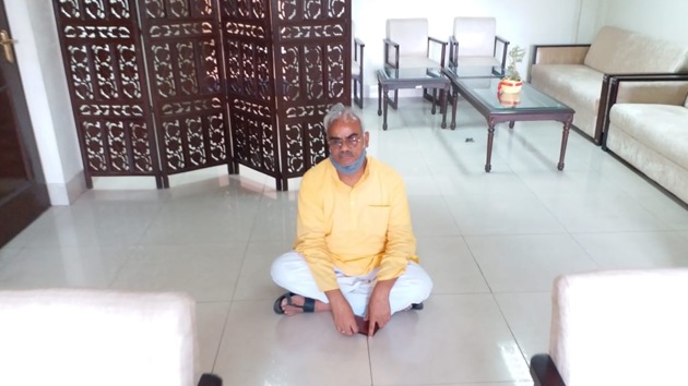 The BJP MLA is holding the sit-in protest in the room of Pramil Mathur, secretary, Vidhan Sabha, Rajasthan.(HT Photo)