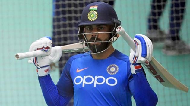 Virat Kohli in the nets. (AFP) Virat Kohli in the nets. (AFP)