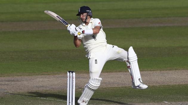 England's captain Joe Root bats during the third day of the third cricket Test match between England and West Indies at Old Trafford in Manchester. (AP)