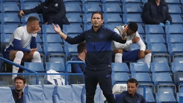 Chelsea manager Frank Lampard reacts. (Pool via REUTERS) Chelsea manager Frank Lampard reacts. (Pool via REUTERS)