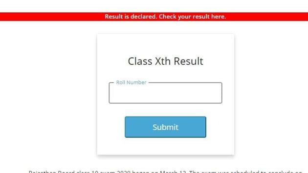 Rajasthan RBSE 10th Result 2020.(Screengrab) Rajasthan RBSE 10th Result 2020.(Screengrab)