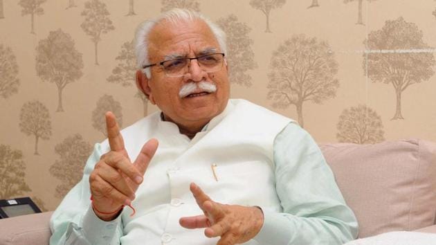 Haryana CM Manohar Lal Khattar at CM House in Chandigarh.(HT photo) Haryana CM Manohar Lal Khattar at CM House in Chandigarh.(HT photo)