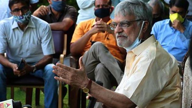 Assembly Speaker Dr. CP Joshi interacts with media persons during a press conference, at his residence, in Jaipur, Rajasthan. (HT photo) Assembly Speaker Dr. CP Joshi interacts with media persons during a press conference, at his residence, in Jaipur, Rajasthan. (HT photo)