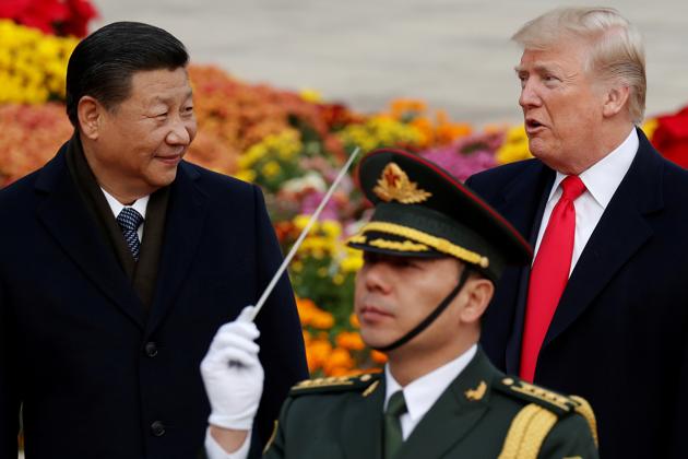 US President Donald Trump takes part in a welcoming ceremony with China's President Xi Jinping at the Great Hall of the People in Beijing, China. (REUTERS) US President Donald Trump takes part in a welcoming ceremony with China's President Xi Jinping at the Great Hall of the People in Beijing, China. (REUTERS)
