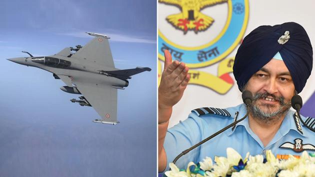 Dhanoa, the chief architect of February 26, 2019 air strikes on Balakot, said that Rafale with its top of the line electronic warfare suite, Meteor beyond visual range missile, SCALP air to ground weapon with terrain following capability outguns any threat that the Chinese Air Force produces.(HT Photos/PTI)