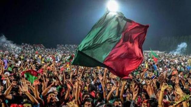 Kolkata: National football club Mohun Bagan supporters celebrate after they defeated Calcutta Customs by 2-0 to lift the Calcutta Football league trophy, in Kolkata, Wednesday, Sept 12, 2018. (PTI Photo) (PTI9_12_2018_000206B)(PTI) Kolkata: National football club Mohun Bagan supporters celebrate after they defeated Calcutta Customs by 2-0 to lift the Calcutta Football league trophy, in Kolkata, Wednesday, Sept 12, 2018. (PTI Photo) (PTI9_12_2018_000206B)(PTI)